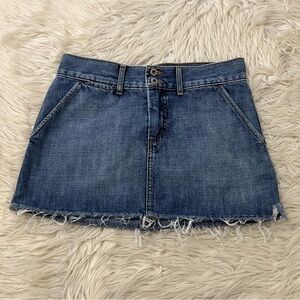 Vintage Guess Jeans Mini Skirt Women's Size 26 Waist 27 Raw Hem Denim USA Made